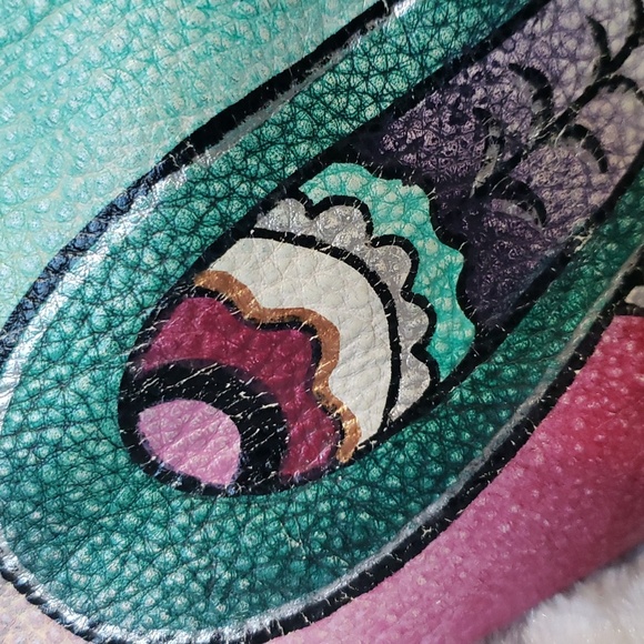 Anuschka Hand Painted Genuin Leather Hobo Shoulder Bag in Paisley Floral Print . - Picture 3 of 16